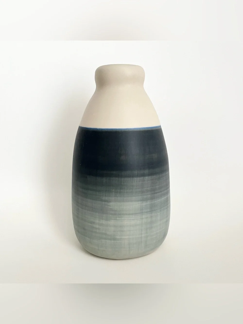 Ceramic Pottery Vase Jug from Thailand Denim Blue Minimalist Beachy Coastal